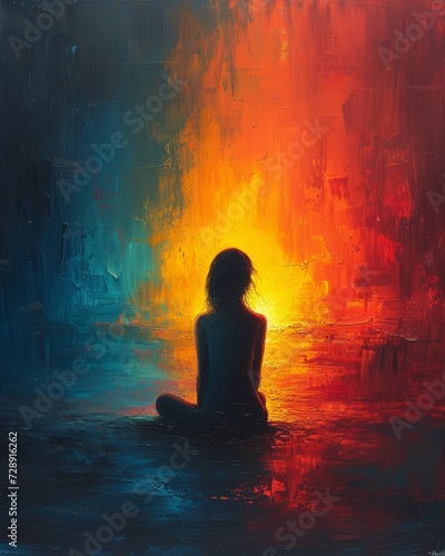 An abstract illustration of grief but with light colors indicating hope is still there. 