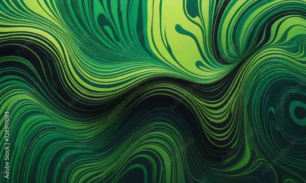 Marbled Shapes in Green Black