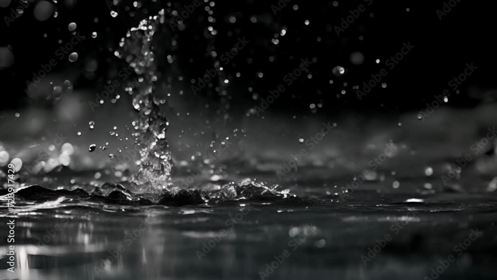 Monochrome photograph capturing the moment a droplet touches the water surface, creating ripples
Monochrome photograph capturing the moment a droplet touches the water surface, creating ripples