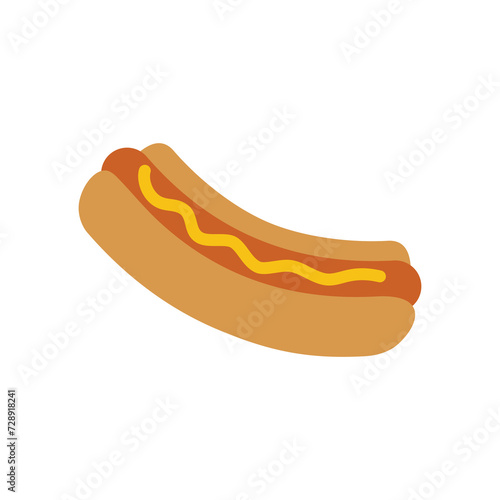 Hot dog icon, sausage in a bun. Fast food or cafe symbol. Menu or lunch attribute.