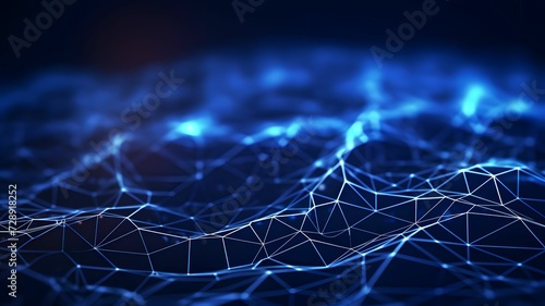 Cyber big data flow. Blockchain data fields. Network line connect stream. Concept of AI technology, digital communication, science research, 3D illustration neural cells © irawan