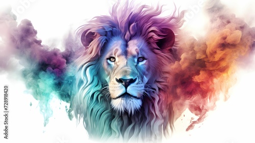 low poly lion vector isolated with smoke illustration © irawan