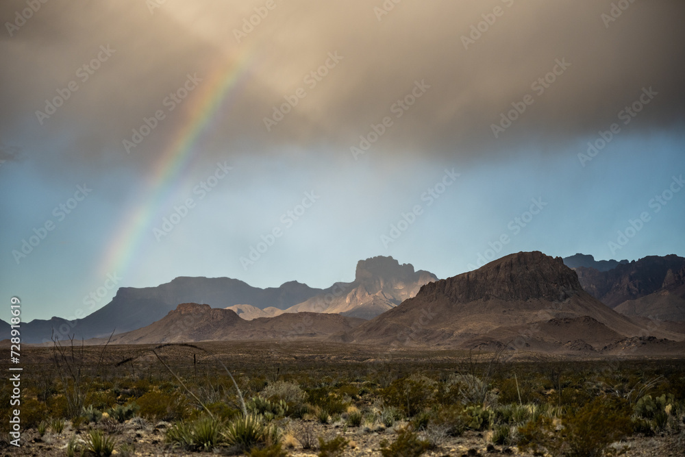 Rainbow Over the Chisos Mountains and Big Bend Valley
