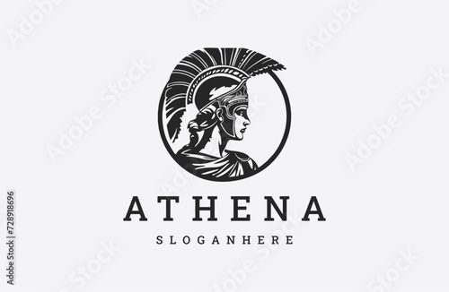 Goddess greek athena logo icon design template.