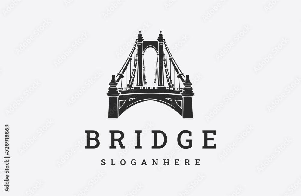 Bridge logo style icon design template flat vector