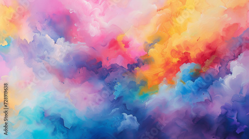 A mesmerizing blend of dreamy pastels and vibrant splashes of color come together to form a oneofakind watercolor dreamscape.