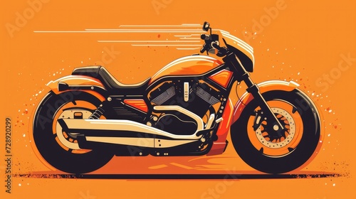 Big bike motorcycle geometry in vector on orange background