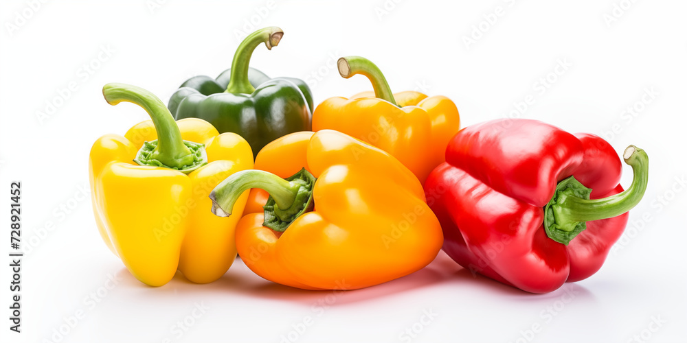 Different colors of bell pepper vegetable with white background Different colors of bell pepper vegetable with white background