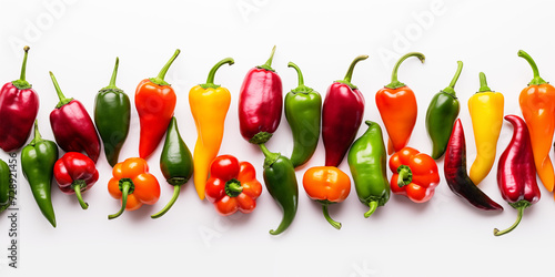 Wallpaper Mural Different colors of peppers vegetable with white background green yellow, orange, green, hot spicy peppers Torontodigital.ca