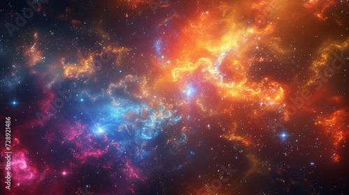 A kaleidoscope of brilliant hues clashes and intertwines at the core as a steady influx of cosmic particles fuels the vast energy of the galactic center.