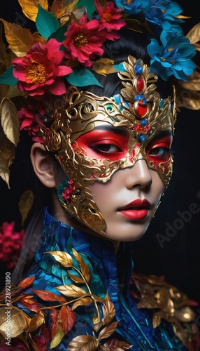 woman in carnival mask full color