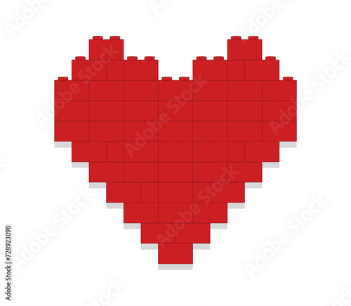 Red heart made of blocks on white background vector illustration