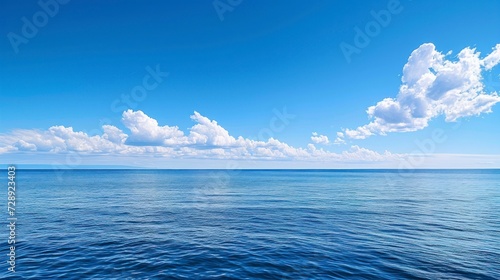 beautiful blue ocean in the middle of the sea with a beautiful blue sky