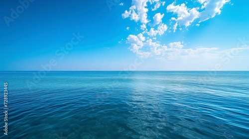 beautiful blue ocean in the middle of the sea with a beautiful blue sky, calm sea in high resolution and high quality. sea,ocean,peace concept photo
