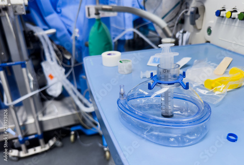 endotracheal tube and ventilation mask, symbolizing critical care and life-saving procedures in a hospital setting