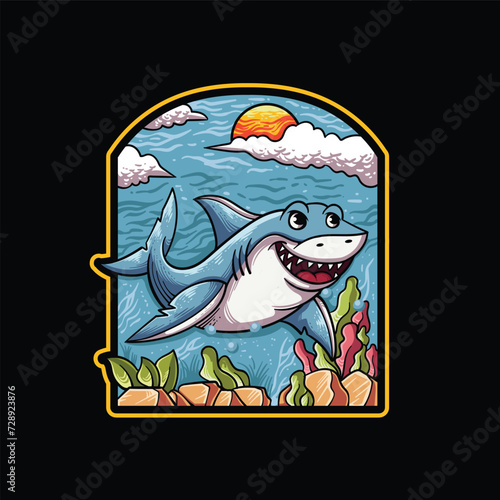 shark cartoon logo