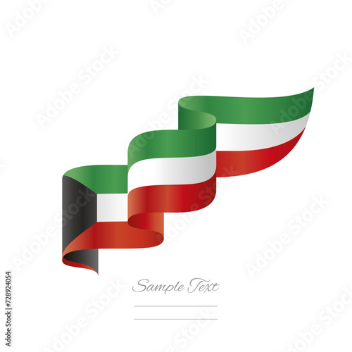 Free Download Kuwaiti black green white red wavy flag ribbon creative design logo. Premium flag of Kuwait vector design isolated on white background - GFXLoad