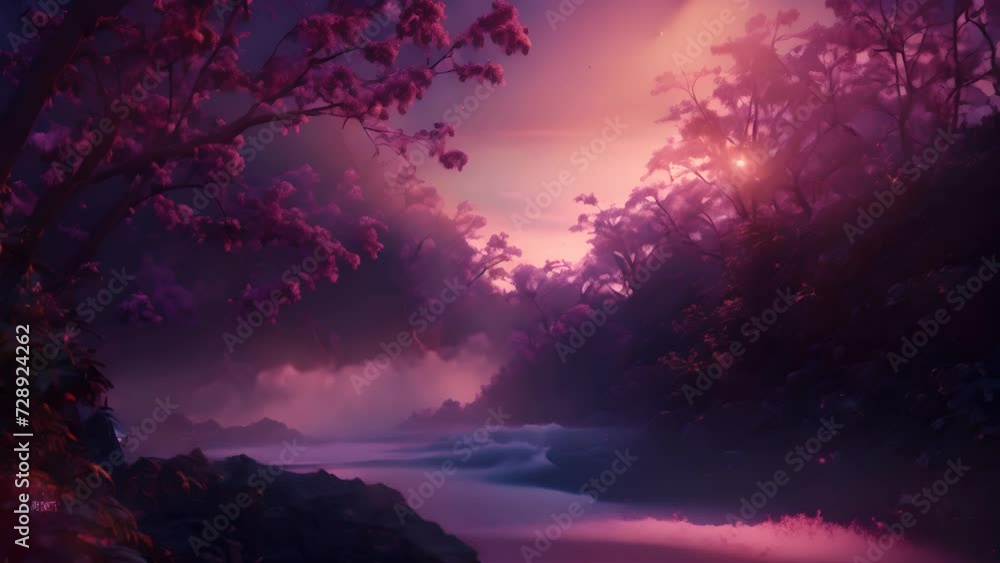 Shooting star shining over a misty lake beneath a blooming cherry blossom tree
Shooting star shining over a misty lake beneath a blooming cherry blossom tree
