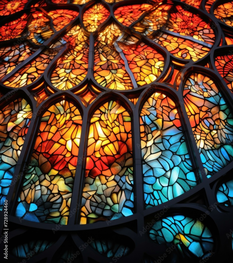 Stained glass window. Generative AI. Stained glass window. Generative AI.