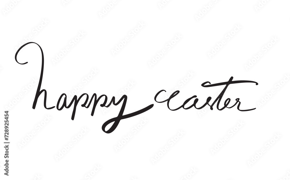 Happy easter black color calligraphy handwritten text font easter egg vector illustration spring time greeting design rabbit bunny ear pattern concept typography gift event festive march april month 