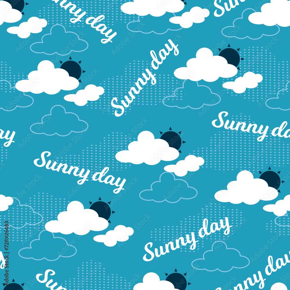 Clear Sunny Day Skyline Vector Seamless Pattern Clear Sunny Day Skyline Vector Seamless Pattern
