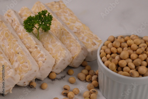 Tempeh or tempe is a traditional Indonesian food made from fermented soybeans. A fungus, Rhizopus oligosporus or Rhizopus oryzae, is used in the fermentation process.