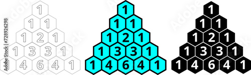 outline silhouette The Pascal triangle set