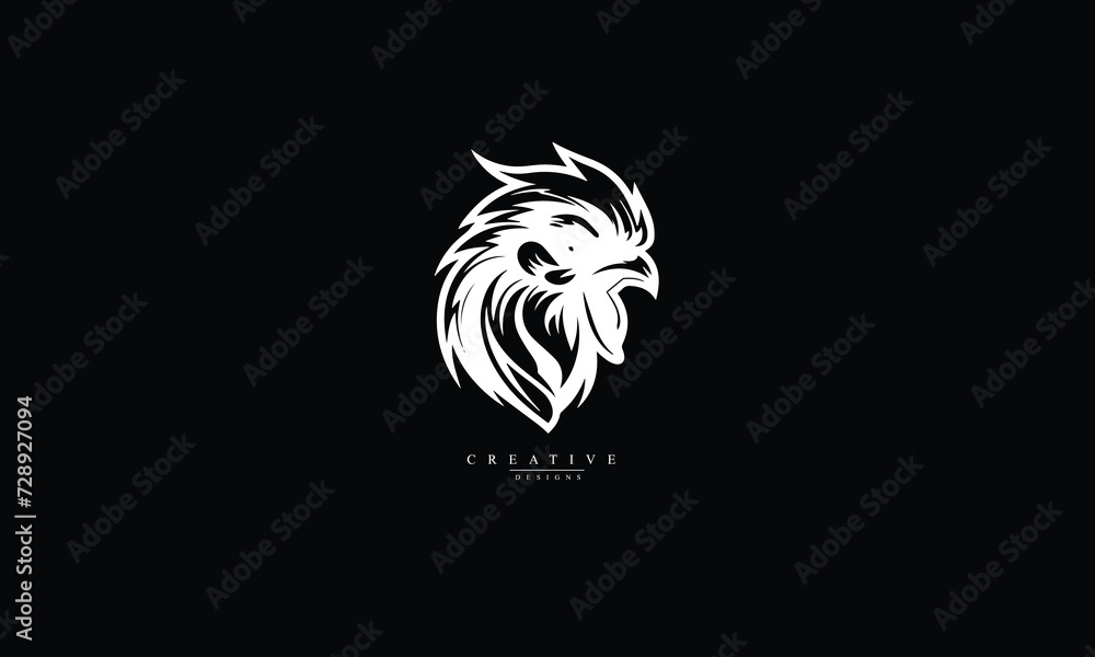 Fototapeta premium Chicken black logo black background