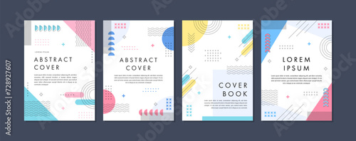 Set of abstract geometric memphis templates. Universal cover Designs for Annual Report, Brochures, Flyers, Presentations, Leaflet, Magazine