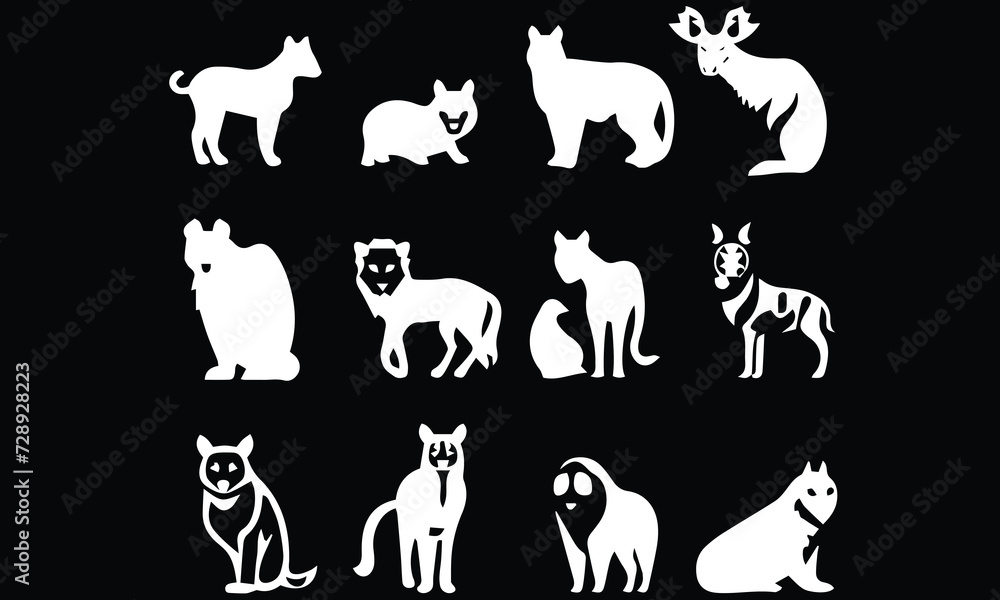 Zoo logo, animals vector black background Zoo logo, animals vector black background