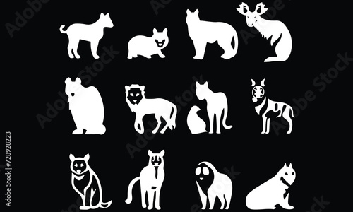 Fototapeta Naklejka Na Ścianę i Meble -  Zoo logo, animals vector black background