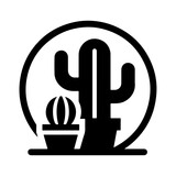 cactus plant icon vector clipart, symbol, black color silhouette