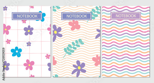 Trendy covers set. Cool abstract and floral design. Seamless pattern, easy to re-size. For notebooks, planners, brochures, books, catalogs etc. Vector illustration.