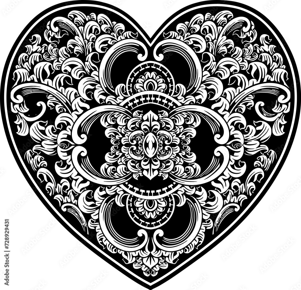 Stylisish elegant black heart design stock illustration