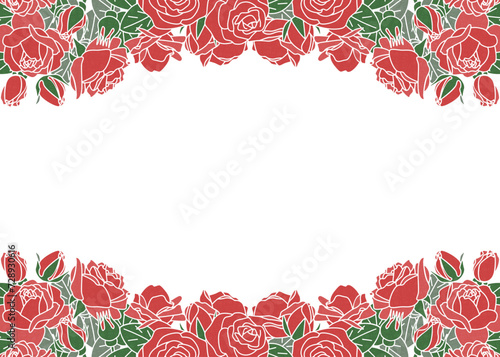 ばらの背景、薔薇の囲みフレーム、壁紙素材　