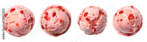 strawberry ice cream scoop , isolated on a Transparent Background.	
 photo