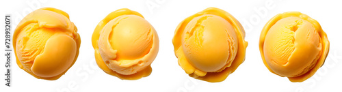 mango sorbet ice cream scoop isolated on a Transparent Background.	
 photo