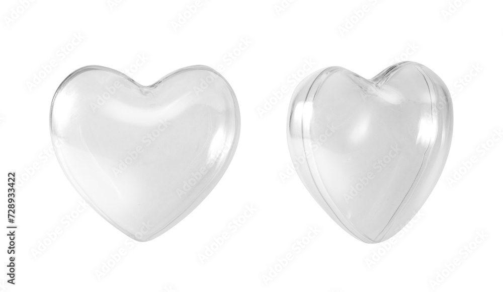 Transparent glass heart isolated on white - obrazy, fototapety, plakaty 