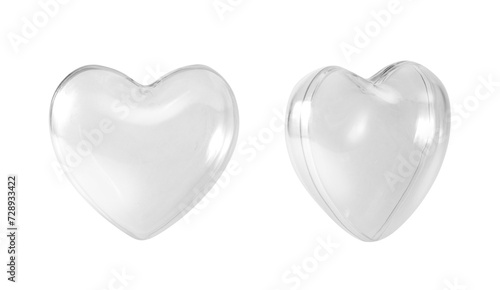 Transparent glass heart isolated on white