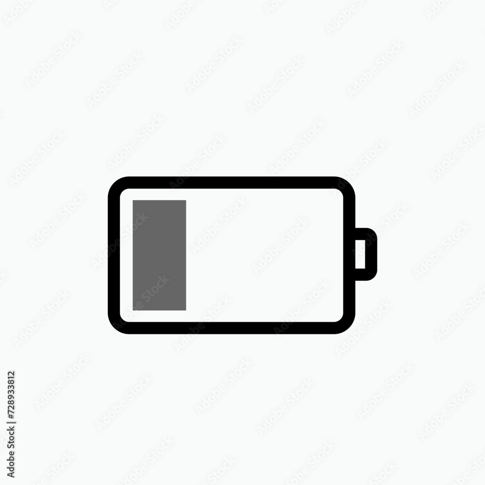 Low Battery Icon - Vector, Powerless Sign and Symbol for Design, Presentation, Website or Apps Elements. Low Battery Icon - Vector, Powerless Sign and Symbol for Design, Presentation, Website or Apps Elements.