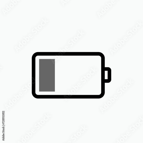 Low Battery Icon - Vector, Powerless  Sign and Symbol for Design, Presentation, Website or Apps Elements. 