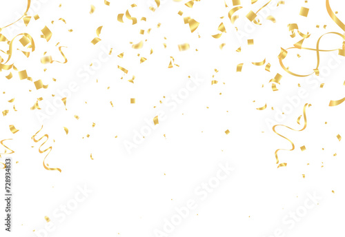 Golden confetti isolated. Festive background. Vector illustration