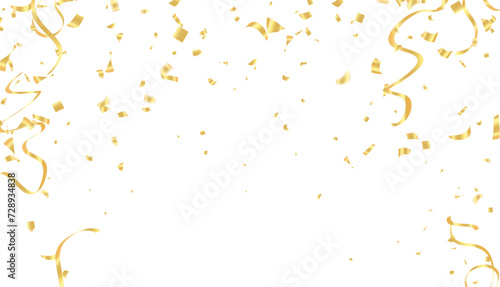 Golden confetti isolated. Festive background. Vector illustration