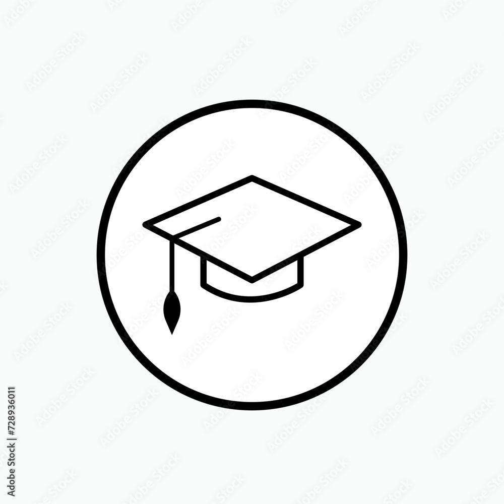 Graduation Cap Icon. Academy, College. Intellectual, Educated People Symbol. Graduation Cap Icon. Academy, College. Intellectual, Educated People Symbol.