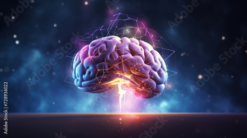digital rendition of the human brain symbolizing a futuristic integration of cognition and technology