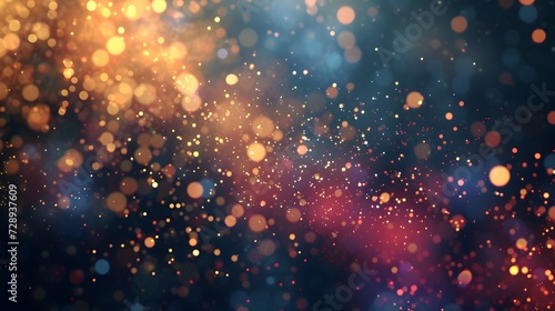 Multicolored glitter sparkling shiny backgrounds. particles in the air like sparkles, abstract texture wallpaper, copy space, mockup.