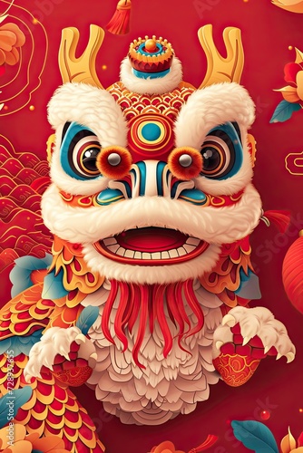 Chinese dragon in New Year illustration style cartoon