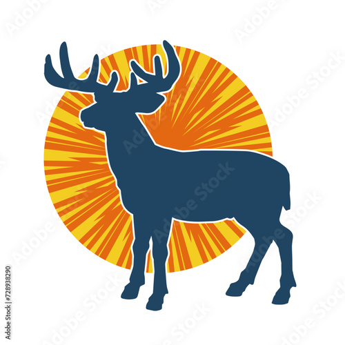 Silhouette of a deer wild forest animal with antlers.