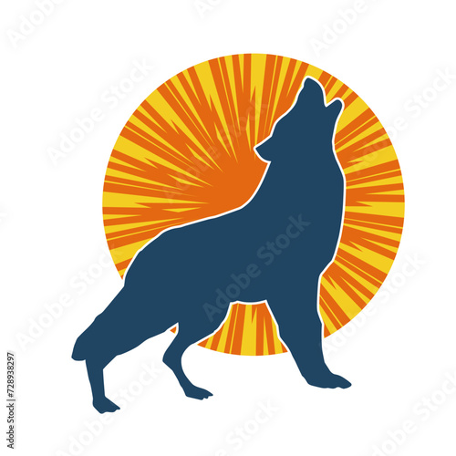 Silhouette of a wolf wild animal raising his head