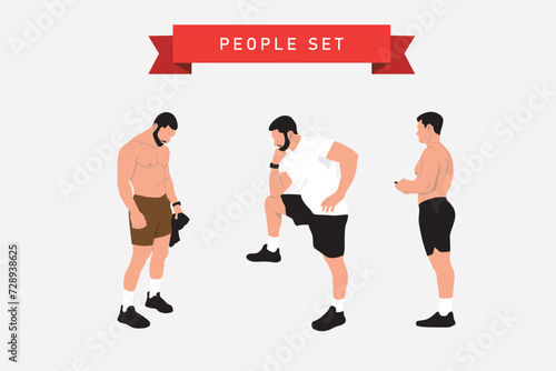Weight loss exercise. Flat style vector illustration isolated on white background.